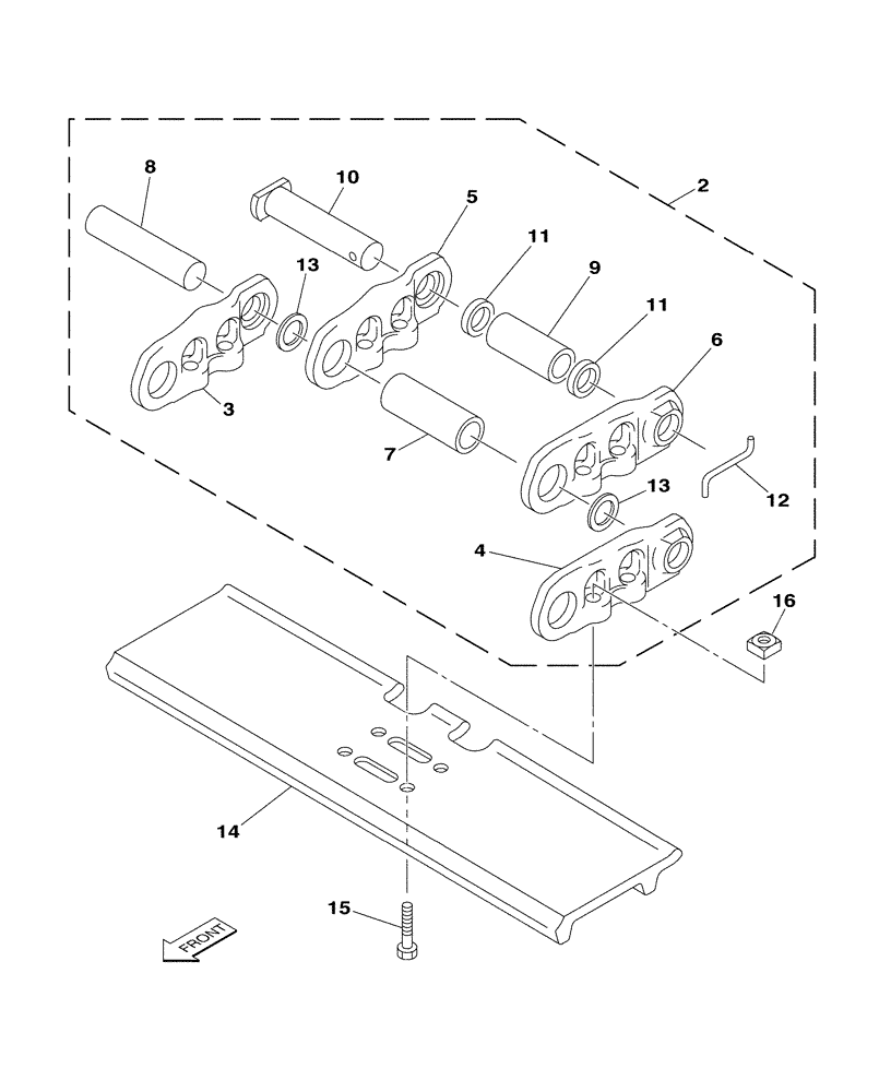 Схема запчастей Case CX350 - (05-015-01[02]) - STEEL TRACK - DOUBLE RIB SHOE (11) - TRACKS/STEERING