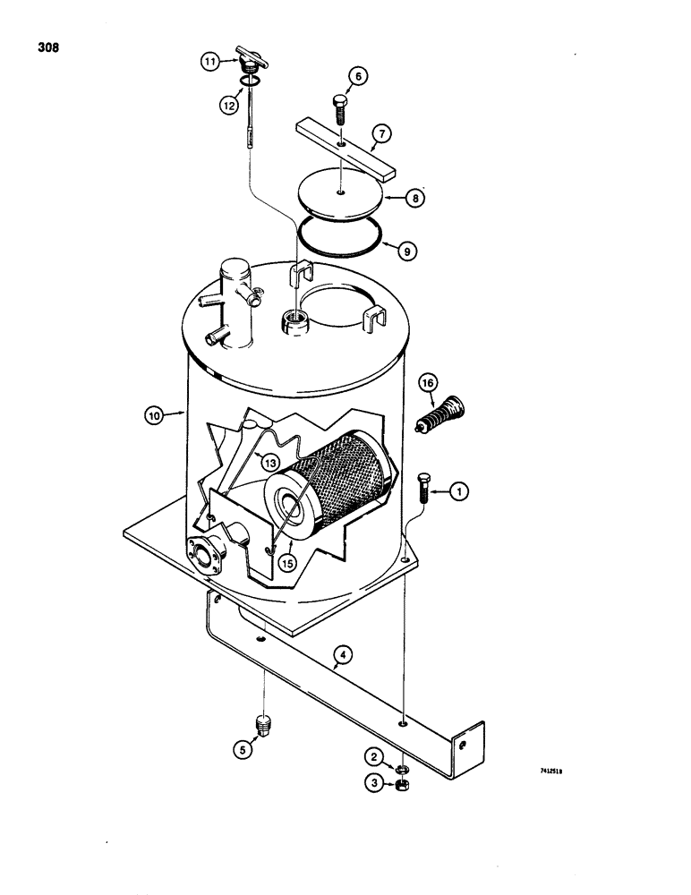 Схема запчастей Case W20 - (308) - HYDRAULIC RESERVOIR & RELATED PARTS (08) - HYDRAULICS