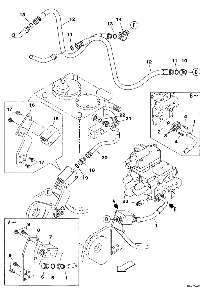 Схема запчастей Case CX130B - (08-26) - HYDRAULICS, AUXILIARY - SINGLE ACTING CIRCUIT, PEDAL ACTIVATED (08) - HYDRAULICS