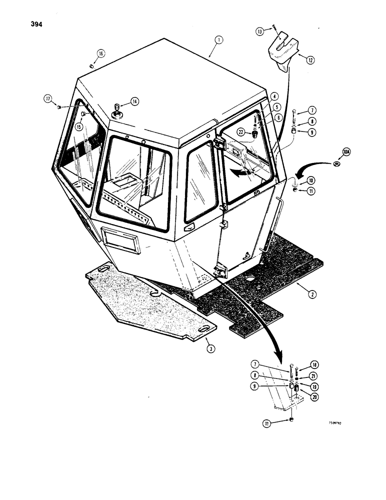 Схема запчастей Case W20B - (394) - CAB MOUNTING (09) - CHASSIS/ATTACHMENTS