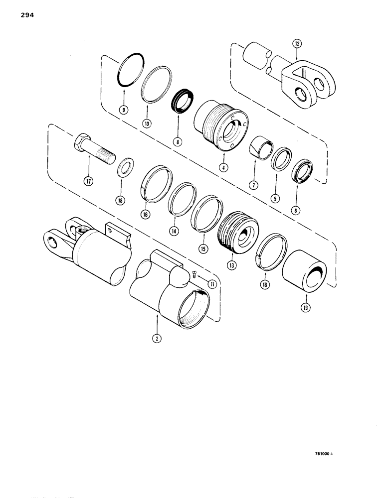 Схема запчастей Case 1150B - (294) - G101268 & G101269 DOZER TILT & PITCH CYLS., ANGLE TILT PITCH DOZER, GLAND IS STAMPED W/ CYL. PART # (07) - HYDRAULIC SYSTEM