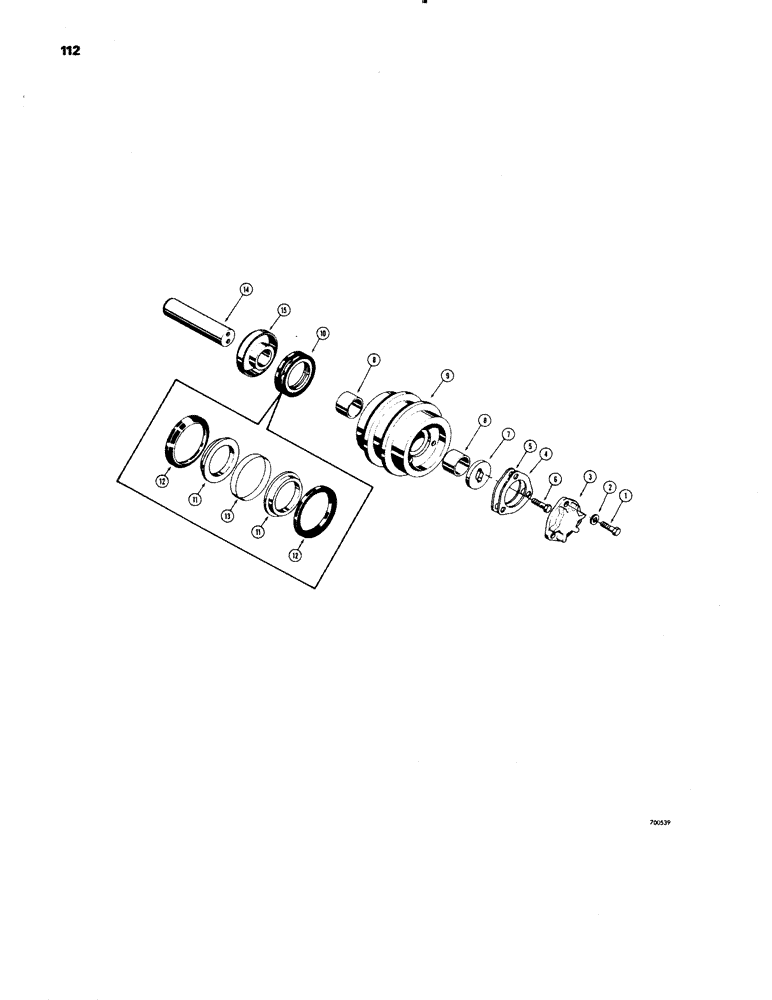 Схема запчастей Case 1150 - (112) - TRACK CARRIER ROLLER, D48684 FACE SEALED CARRIER ROLLER (04) - UNDERCARRIAGE