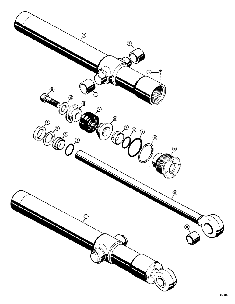 Схема запчастей Case 33 - (270) - LOADER TILT CYLINDERS, CYLINDER WITH FLAT SNAP-IN TYPE OUTER ROD WIPER 