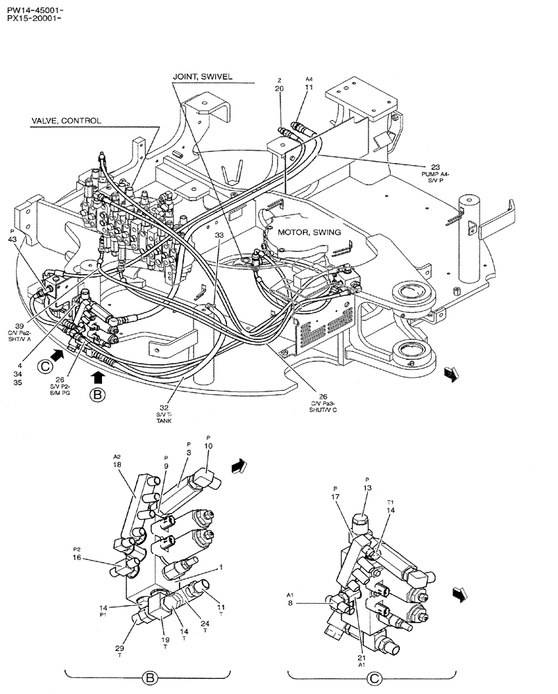 Схема запчастей Case CX31B - (05-008) - CONTROL LINES, REMOTE (COOLER), P/N PX35V00003F1 (35) - HYDRAULIC SYSTEMS