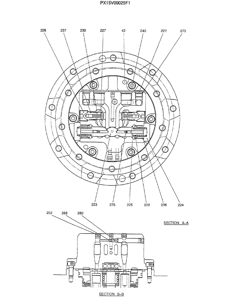 Схема запчастей Case CX31B - (07-021) - MOTOR ASSY (PROPELLING) (35) - HYDRAULIC SYSTEMS