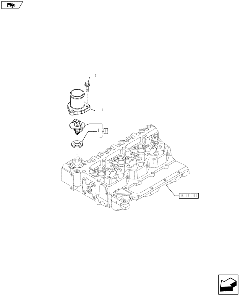 Схема запчастей Case F4HFE613S A002 - (10.402.01) - THERMOSTAT - ENGINE COOLING SYSTEM (2858073 - 2854096) (10) - ENGINE