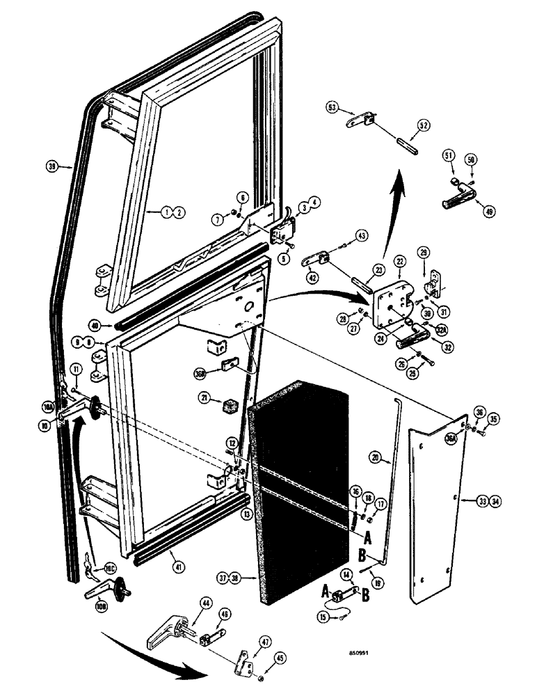 Схема запчастей Case W14 - (610) - CAB DOORS, BEFORE CAB SN 44769 (09) - CHASSIS/ATTACHMENTS