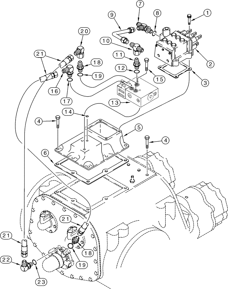 Схема запчастей Case 1150H - (06-15) - TRANSMISSION - HYDRAULIC LINES (06) - POWER TRAIN