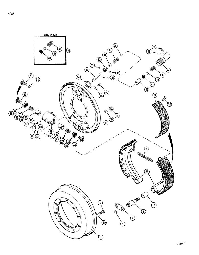 Схема запчастей Case W26B - (182) - L40081 AND L50578 REAR AXLE BRAKES (06) - POWER TRAIN