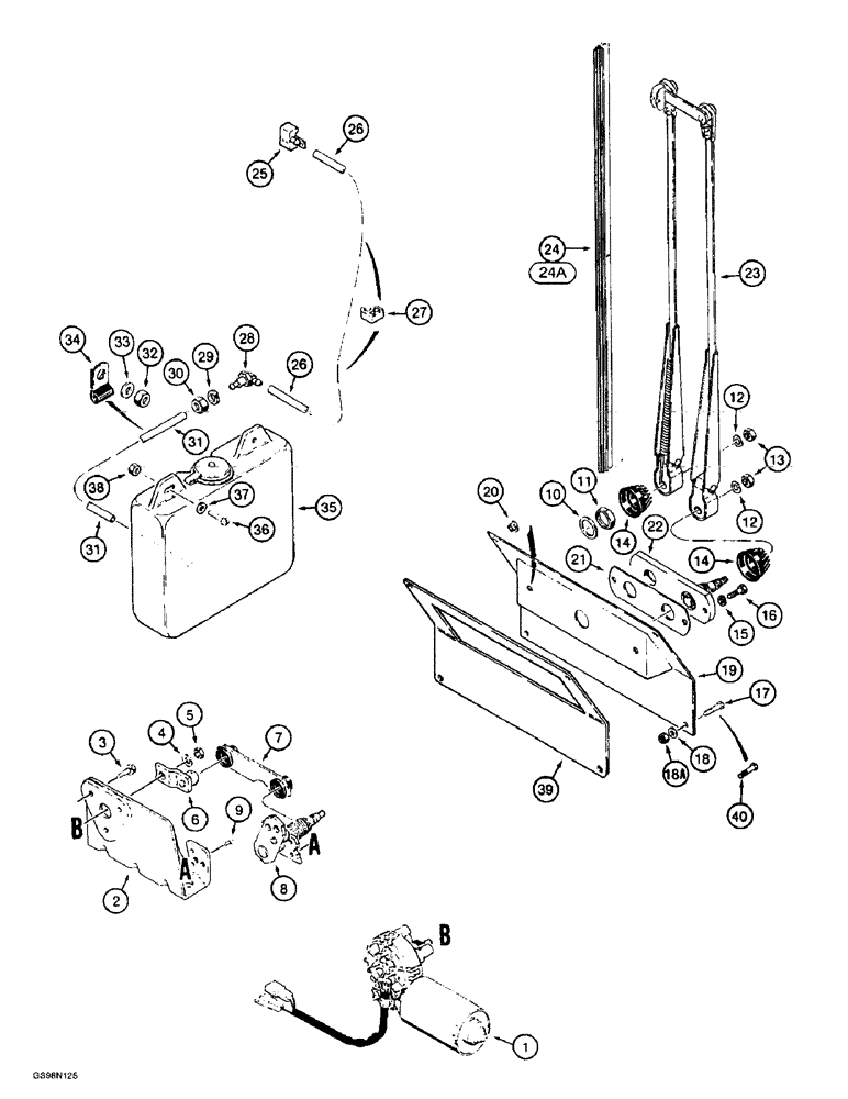 Схема запчастей Case 721B - (4-56) - FRONT WIPER (04) - ELECTRICAL SYSTEMS