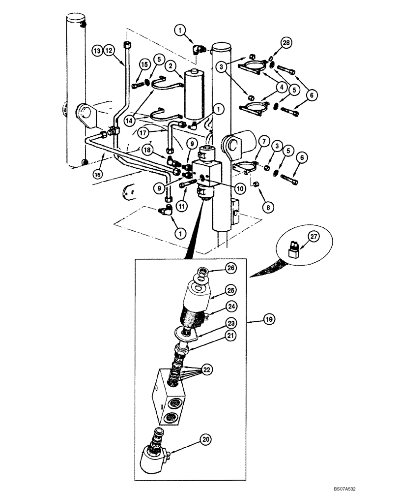 Схема запчастей Case 845 DHP - (08.13[00]) - BLADE HYDRAULIC CIRCUIT - LIFTING ACCUMULATOR (OPTIONAL) (08) - HYDRAULICS