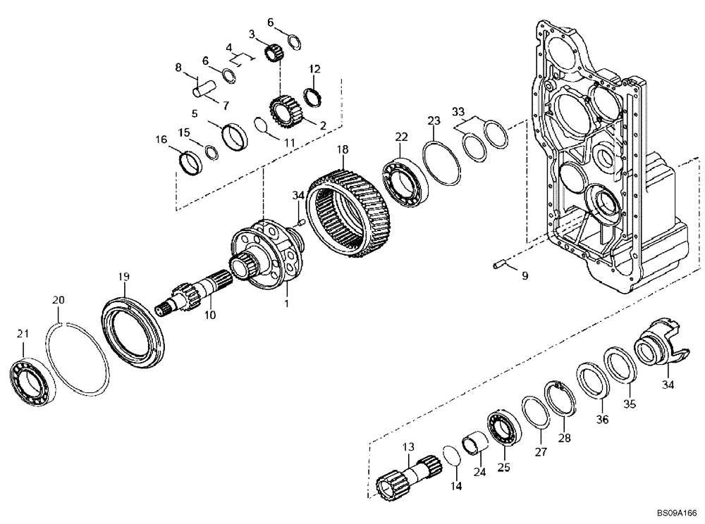 Схема запчастей Case 330B - (18A00001014[001]) - DIFFERENTIAL, GEARBOX (P.I.N. HHD0330BN7PG57000 AND AFTER) (84186783) (03) - Converter / Transmission