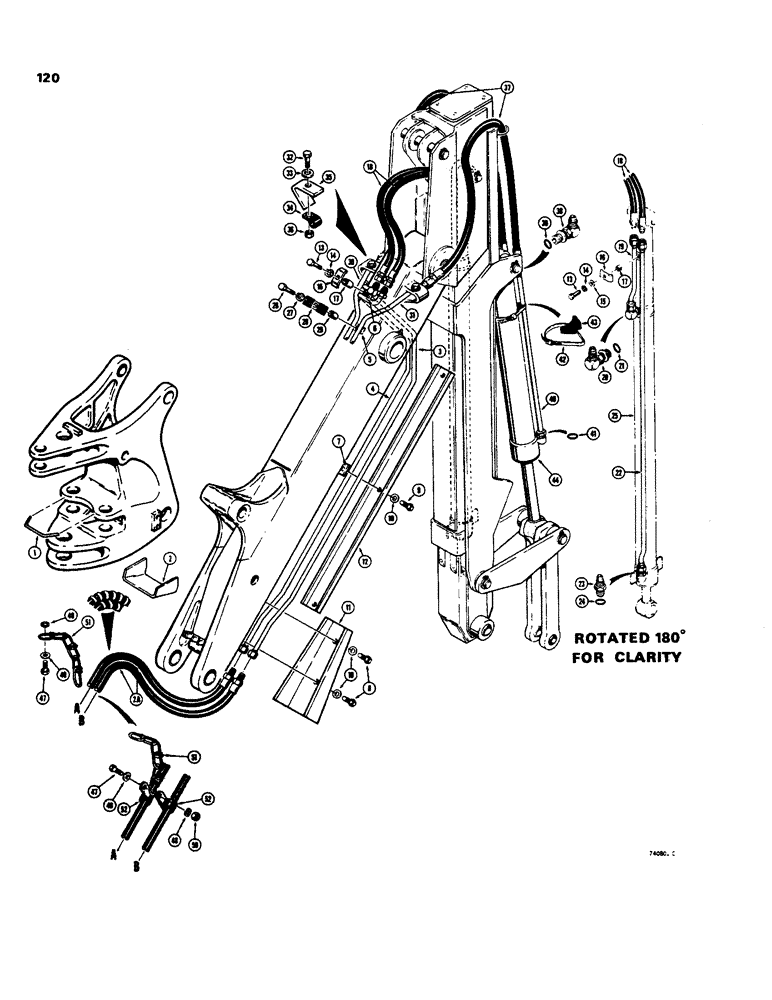 Схема запчастей Case 35 - (120) - HYD EXTENDABLE DIPPER, 4 EXTENSION HYDS, EXTENSION HYDS & CYLS, CASE-CESSNA VALVES 