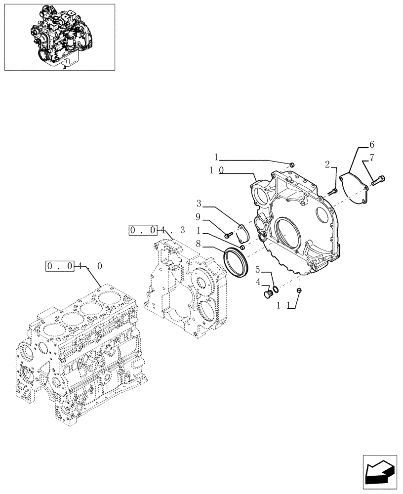 Схема запчастей Case F4DFE613G - (0.04.3[03]) - CRANKCASE COVERS (504069663) 