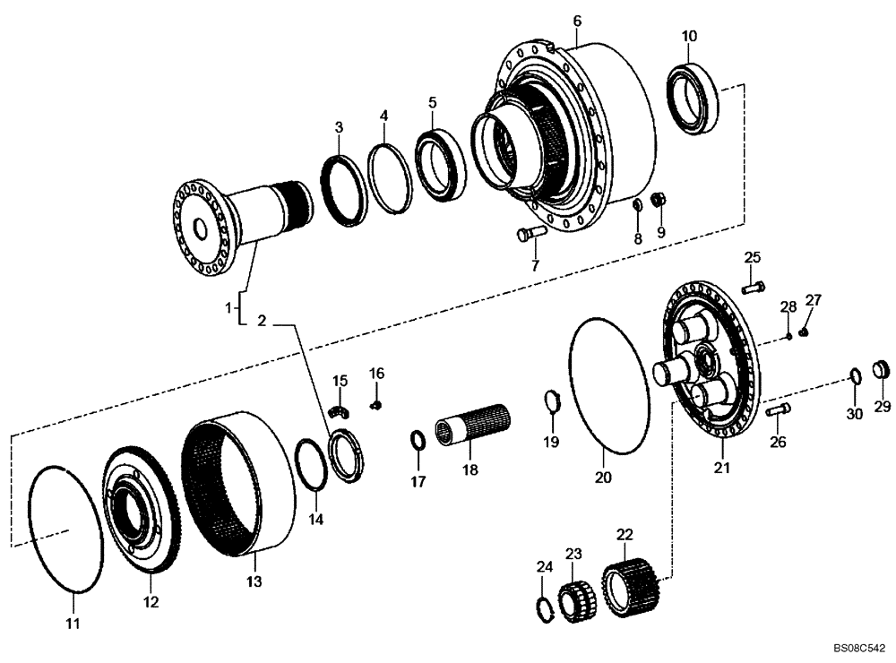 Схема запчастей Case 340B - (32A00010652[001]) - WHEEL REDUCTION GEAR, INTERMEDIATE AXLE (87758159) (11) - AXLES/WHEELS