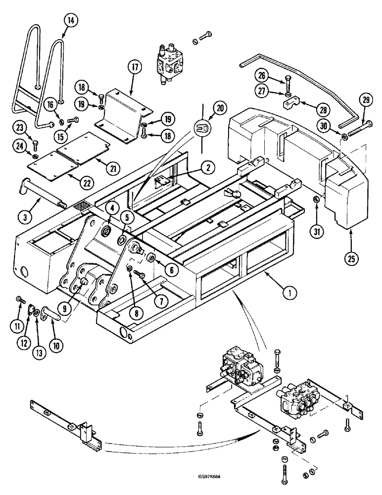 Схема запчастей Case 220B - (9-006) - TURNTABLE AND COUNTERWEIGHT, P.I.N. 74441 THROUGH 74597, P.I.N. 03201 AND AFTER (09) - CHASSIS