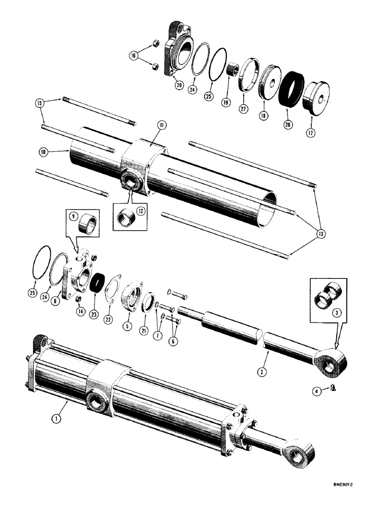 Схема запчастей Case 1000D - (286) - D29647 LOADER LIFT CYLINDER, USED ON TRACTOR SERIAL NO. 7104001 & AFTER (07) - HYDRAULIC SYSTEM