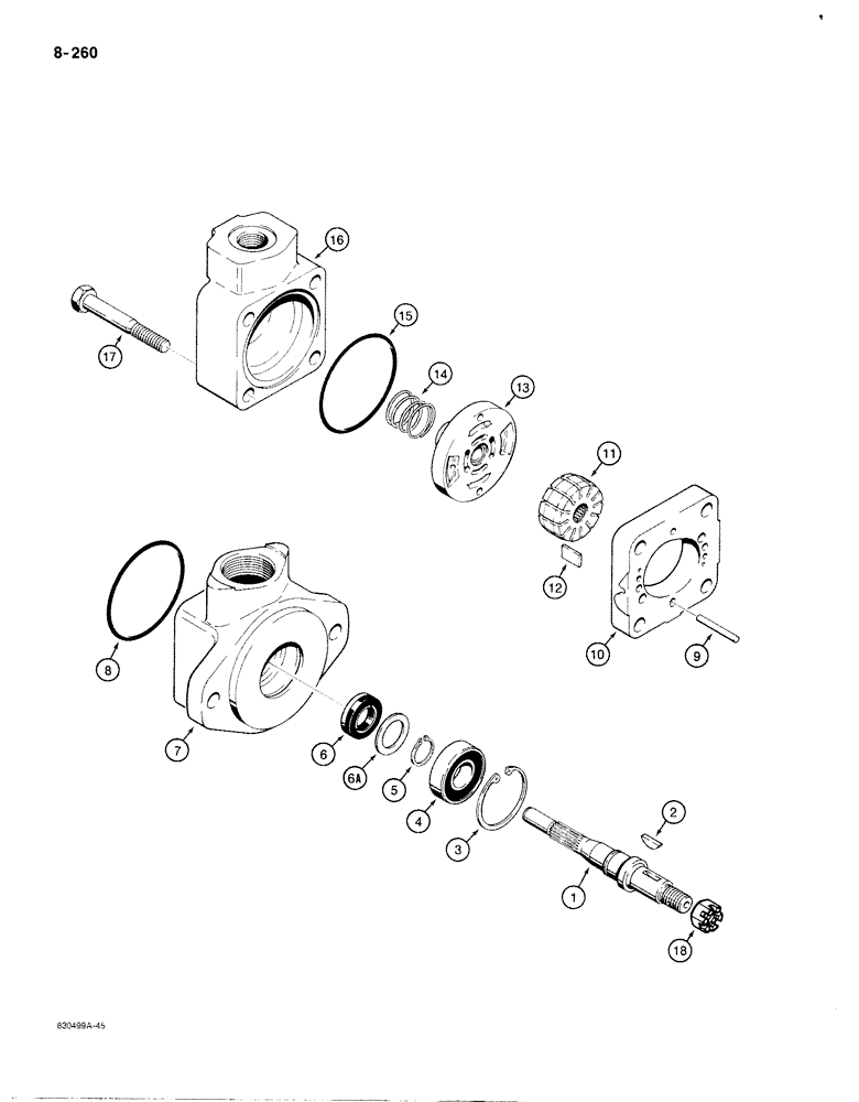 Схема запчастей Case 1187B - (8-260) - HYDRAULIC PUMP, USED WITH CONTROL CIRCUITS (08) - HYDRAULICS