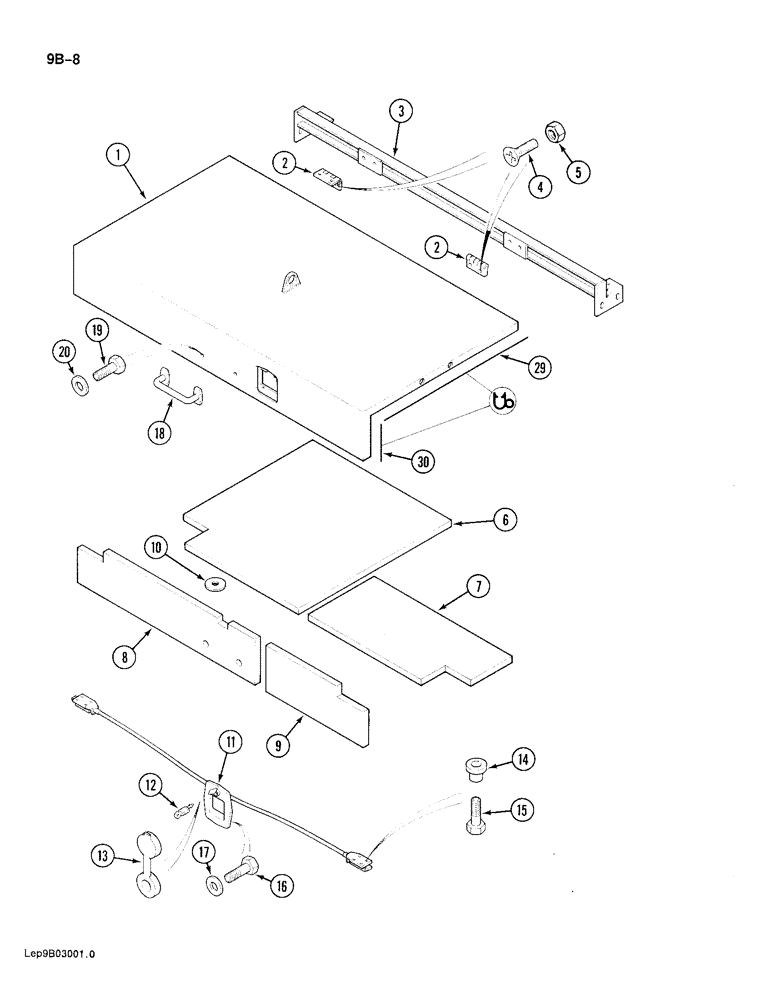 Схема запчастей Case 688 - (9B-08) - ENGINE UPPER ACCESS COVER, P.I.N. FROM XXXXX AND AFTER (09) - CHASSIS