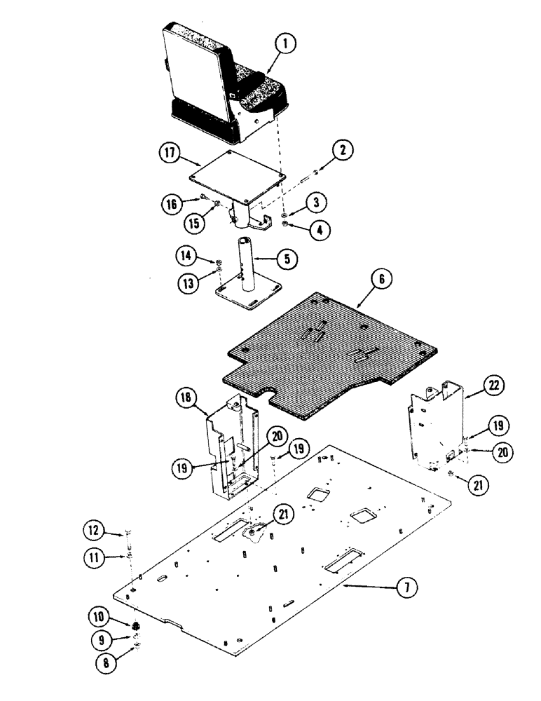 Схема запчастей Case 50 - (9-244) - TURNTABLE ATTACHING PARTS INSIDE OF OPERATORS CAB (09) - CHASSIS