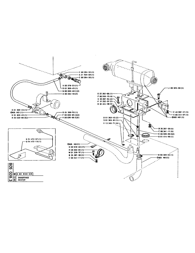 Схема запчастей Case 220 - (050) - HEATER (12) - Chassis/Attachments