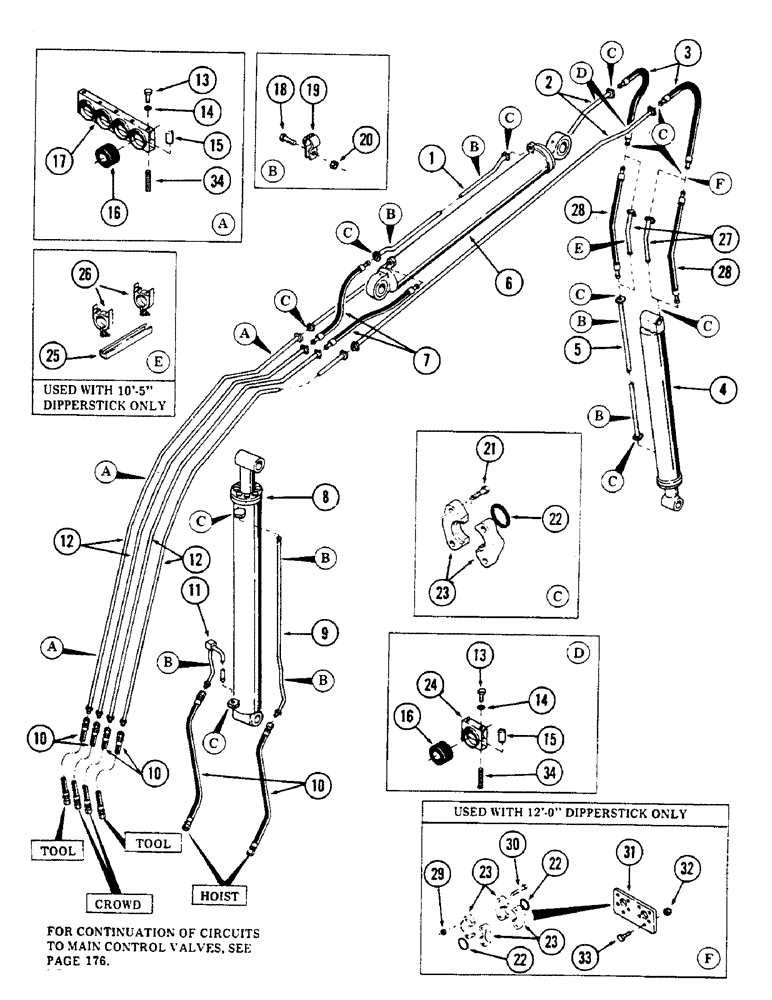 Схема запчастей Case 50 - (178) - BOOM AND DIPPERSTICK TUBING, (USED ON UNITS W/ SN. 6279926-6280344)(SN. 6279926 AND AFTER) (35) - HYDRAULIC SYSTEMS