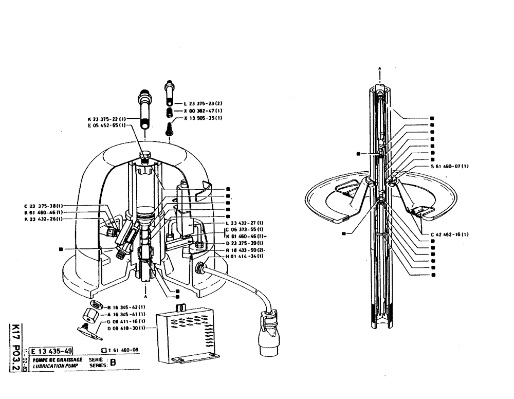 Схема запчастей Case 220B - (K17 P03.2) - LUBRICATION PUMP - SERIES B (07) - HYDRAULIC SYSTEM