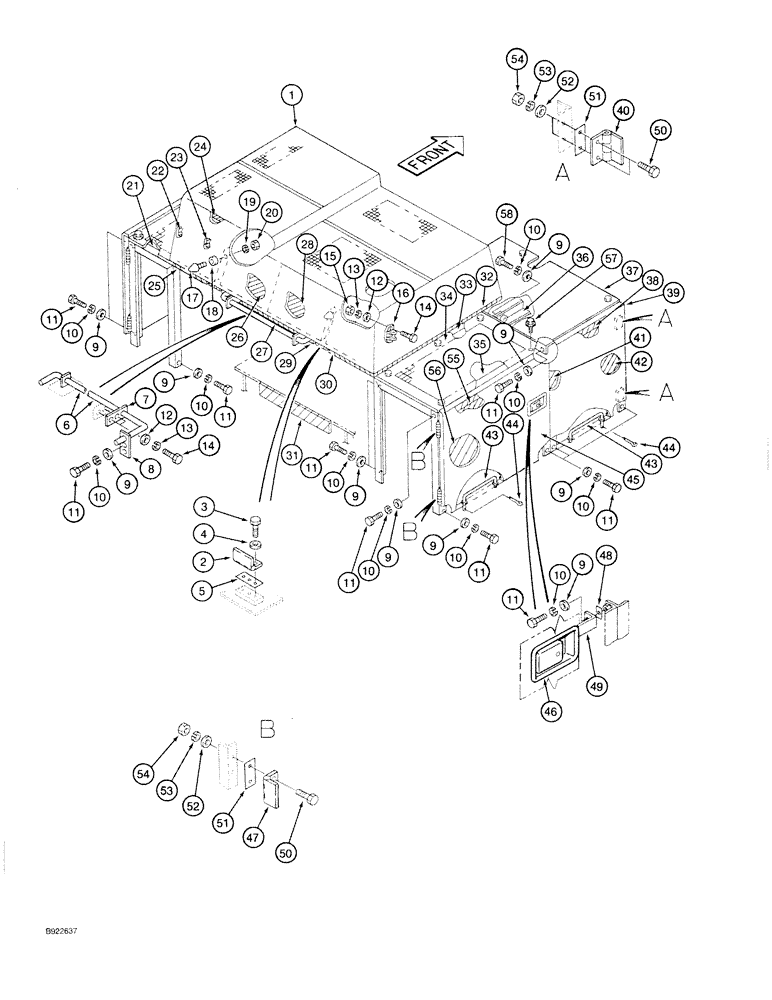 Схема запчастей Case 9030 - (9-20) - UPPER STRUCTURE, FRAME, PANELS AND INSULATION PADS (09) - CHASSIS