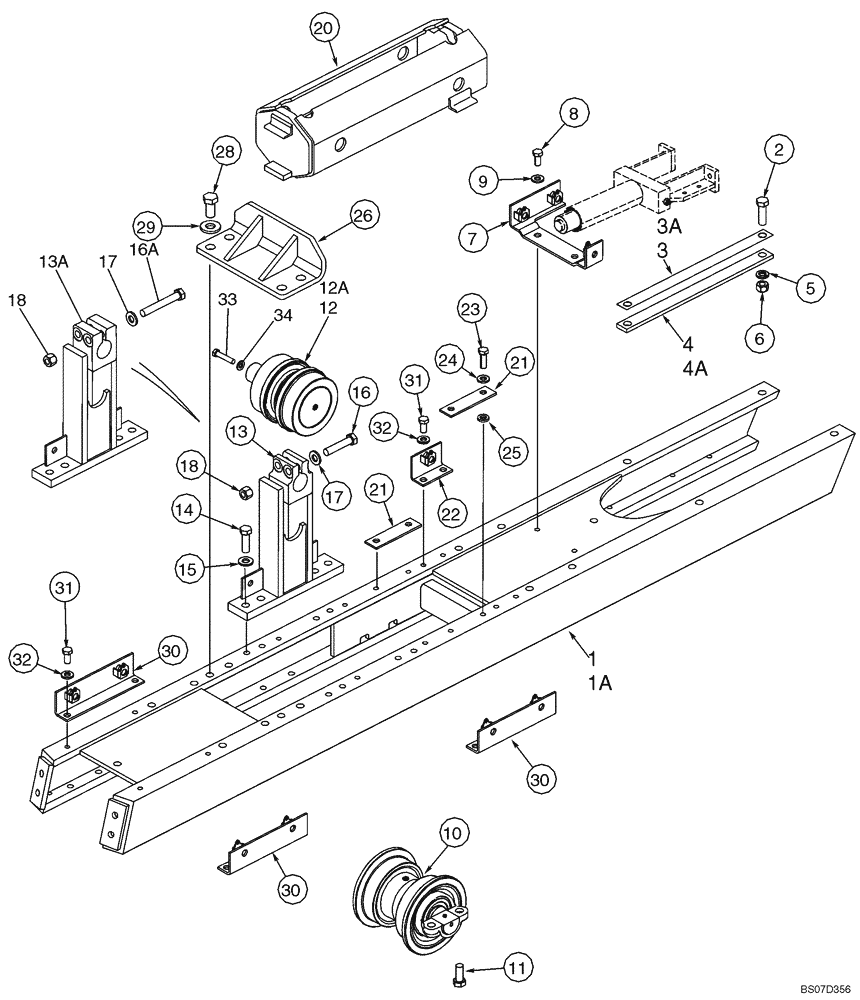 Схема запчастей Case 650K - (05-01) - FRAME, TRACK - ROLLER AND RECOIL HOUSING (11) - TRACKS/STEERING