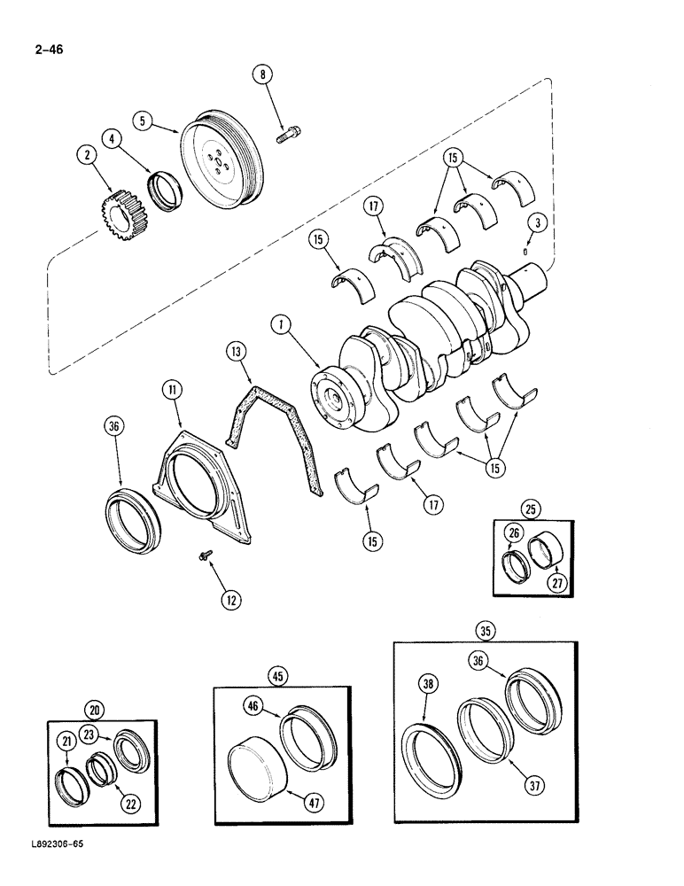 Схема запчастей Case 688 - (2-46) - CRANKSHAFT, 4T-390 ENGINE (02) - ENGINE