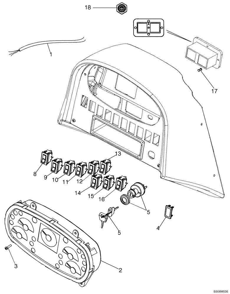 Схема запчастей Case 650K - (04-13) - HARNESS, FRONT CONSOLE AND SWITCHES - CAB (04) - ELECTRICAL SYSTEMS