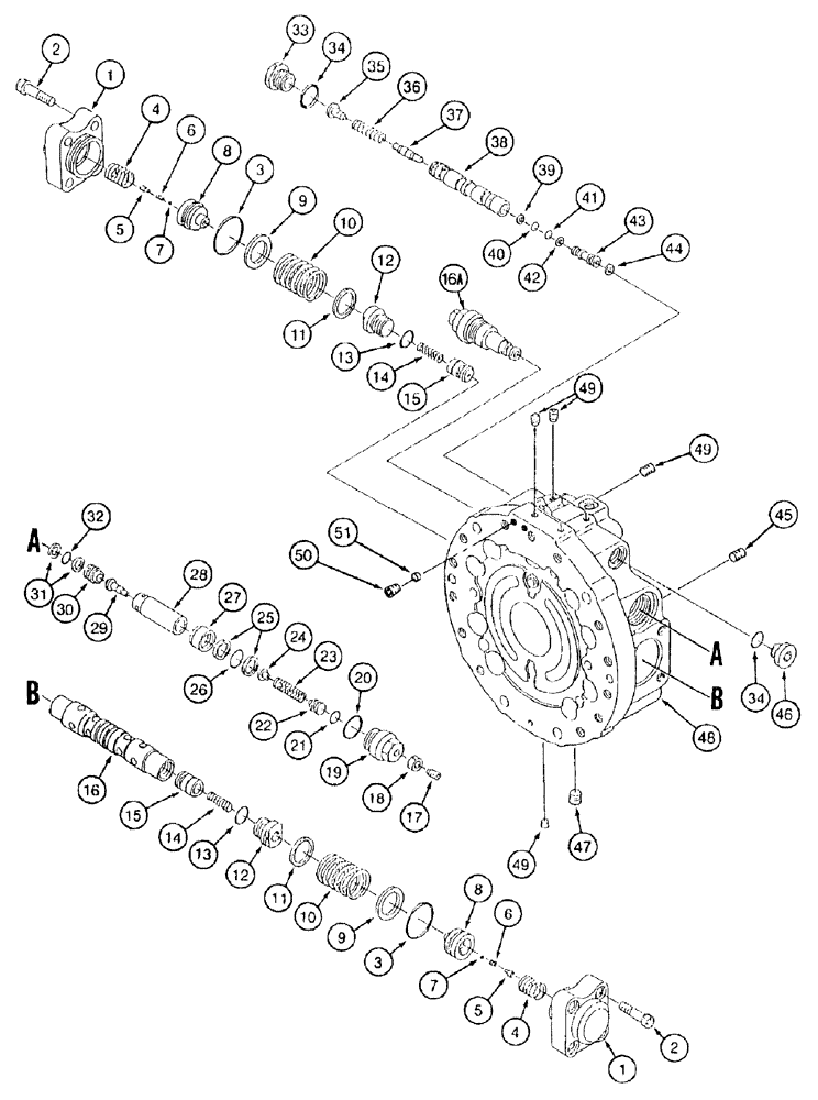 Схема запчастей Case 9050B - (6-020) - TRACK DRIVE MOTOR, BASE PLATE ASSEMBLY AND VALVES, TIMBER KING MODELS (06) - POWER TRAIN