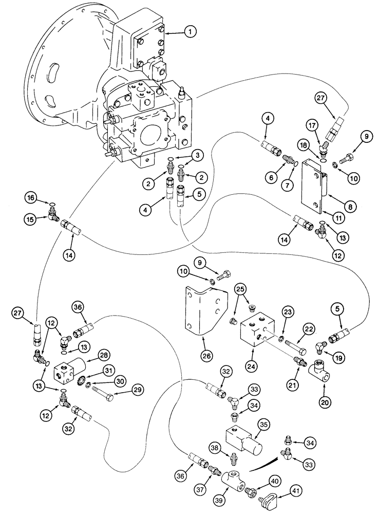 Схема запчастей Case 9060 - (8-036) - HYDRAULIC CONTROL CIRCUIT, PUMP TO BOOM DOWN SOLENOID (08) - HYDRAULICS