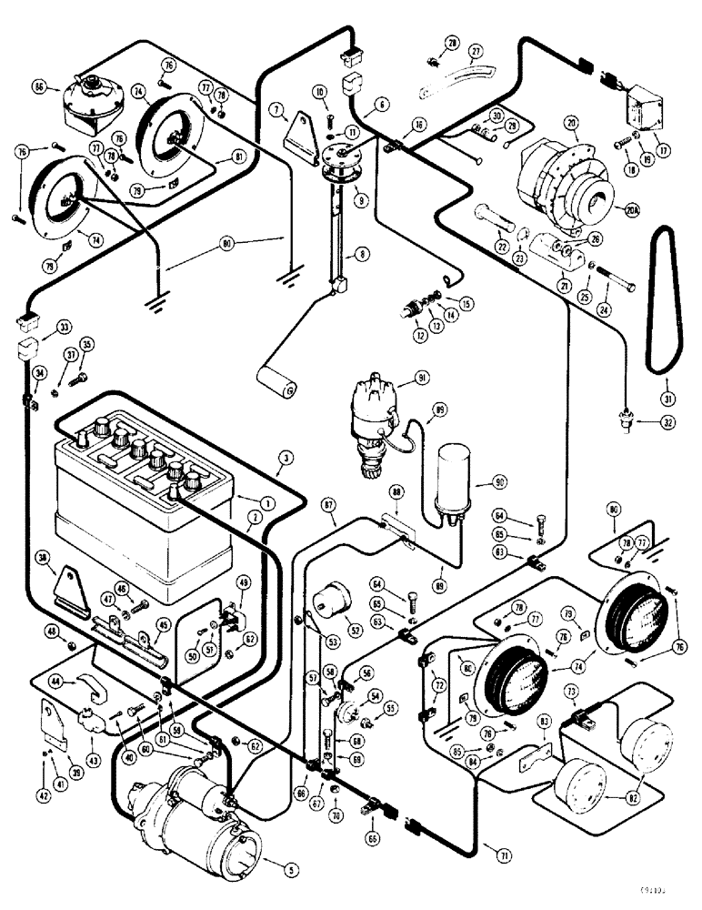 Схема запчастей Case W8C - (076) - ELECTRICAL SYSTEM, GAS ENGINE (04) - ELECTRICAL SYSTEMS