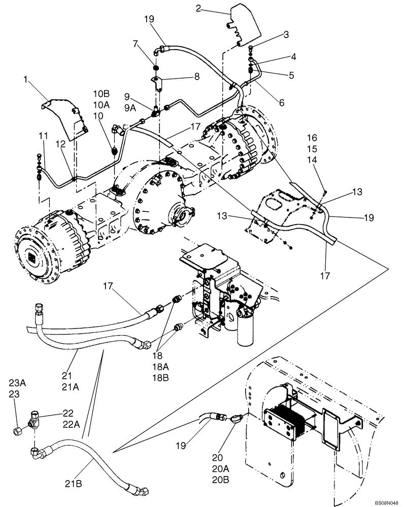 Схема запчастей Case 921E - (06-23B) - HYDRAULICS - FRONT AXLE - COOLER (06) - POWER TRAIN