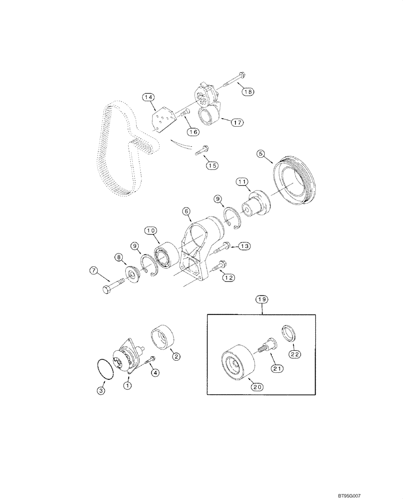 Схема запчастей Case 588G - (02-08) - WATER PUMP SYSTEM, 4-390 EMISSIONS CERTIFIED ENGINE (02) - ENGINE