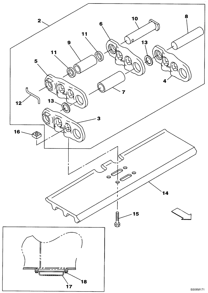 Схема запчастей Case CX290B - (05-05) - TRACK CHAINS, 700 MM (27-5/8 IN) (11) - TRACKS/STEERING