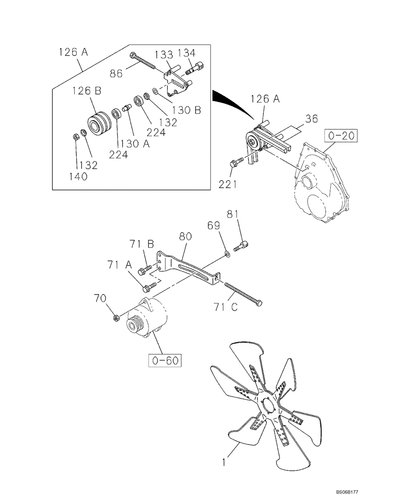 Схема запчастей Case CX700 - (02-033-01[01]) - BELT AND VENTILATOR - FAN GUARD (02) - ENGINE