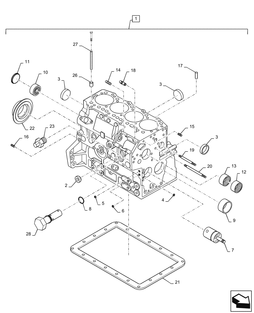 Схема запчастей Case SR175 - (10.101.AA) - CYLINDER BLOCK (10) - ENGINE