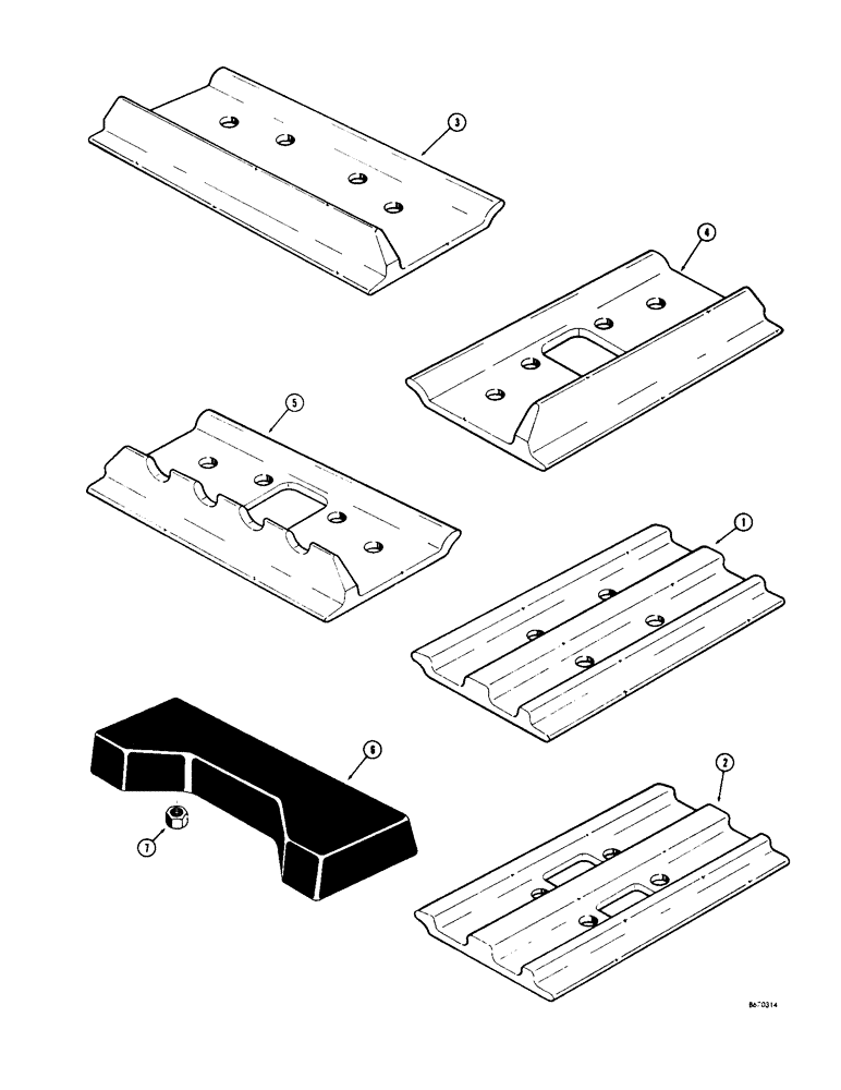 Схема запчастей Case 310G - (130) - TRACK SHOES, GROUSER - OPEN CENTER (HEAT TREATED) (04) - UNDERCARRIAGE