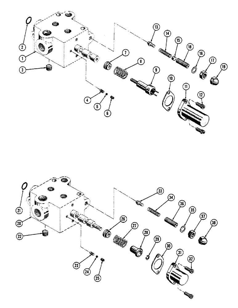 Схема запчастей Case 600 - (326) - HYDRAULIC VALVE INSTALLATION, BODY, CAP, SPOOLS, SEALS (07) - HYDRAULIC SYSTEM