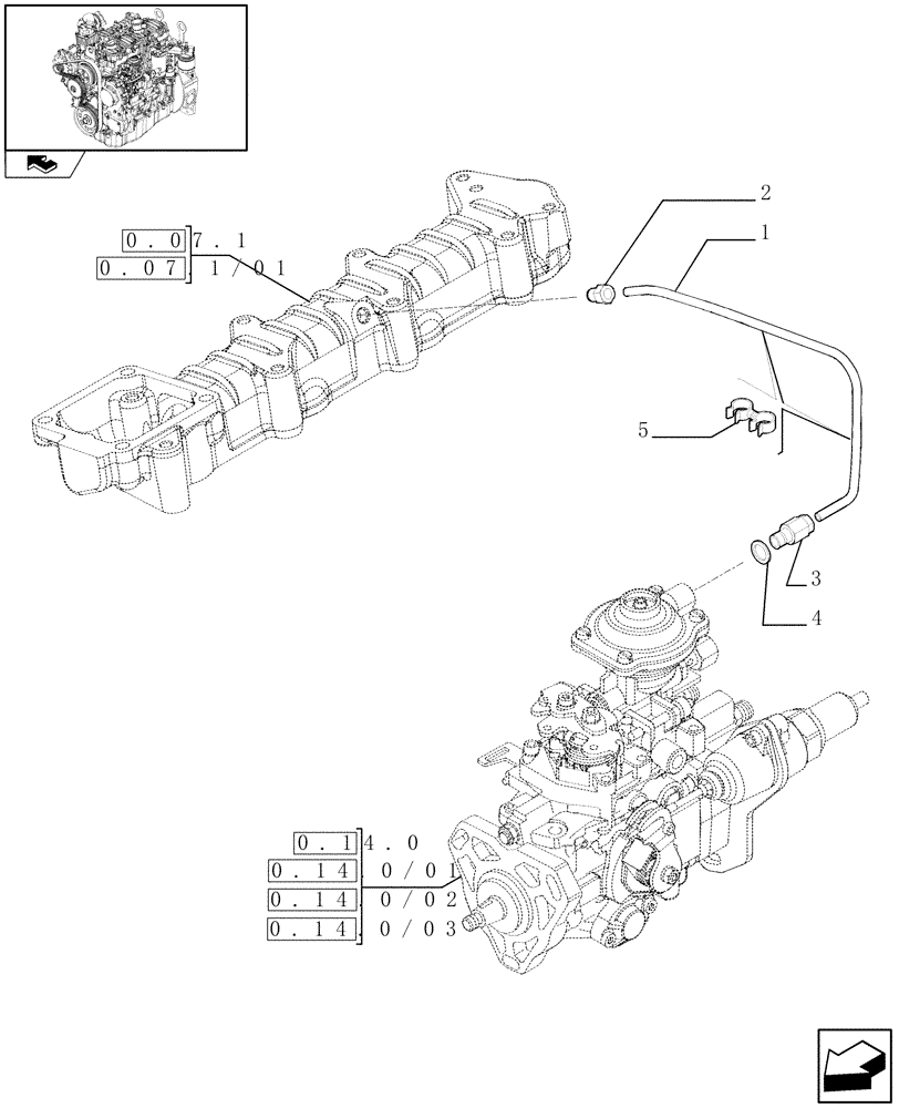 Схема запчастей Case 121E - (0.14.6) - INJECTION EQUIPMENT - PIPING (01) - ENGINE