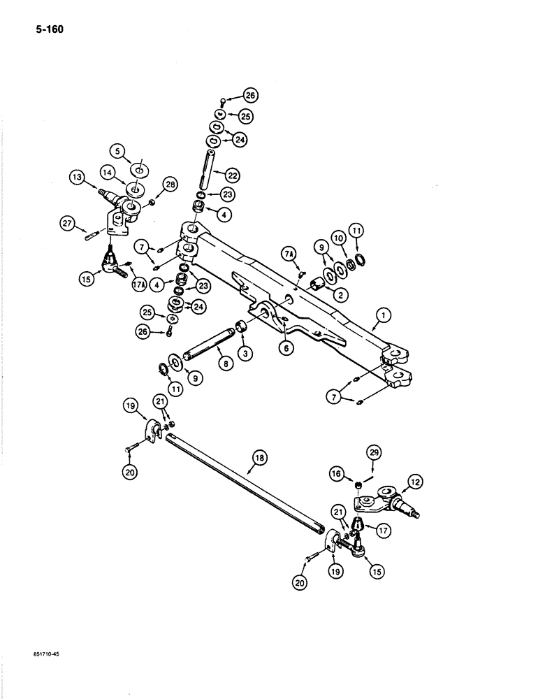 Схема запчастей Case 780C - (5-160) - FRONT AXLE, SPINDLES, AND TIE ROD (05) - STEERING