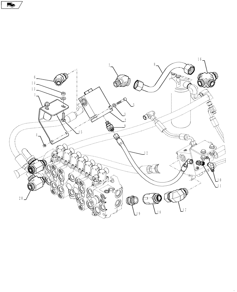 Схема запчастей Case 580SN WT - (35.726.23) - VALVE INSTALL - BACKHOE CONTROL, DUAL AUXILIARY (PILOT CONTROLS) VARIABLE VALVE PUMP (580SN, 580SN WT, 590SN) (35) - HYDRAULIC SYSTEMS