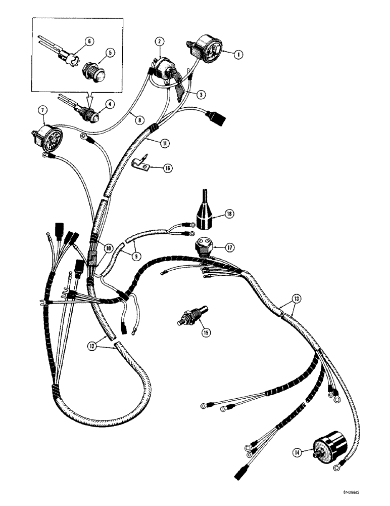 Схема запчастей Case 430 - (10) - INSTRUMENTS AND WIRING, USED ON FORK LIFT SERIAL NUMBER 4065701 AND AFTER 