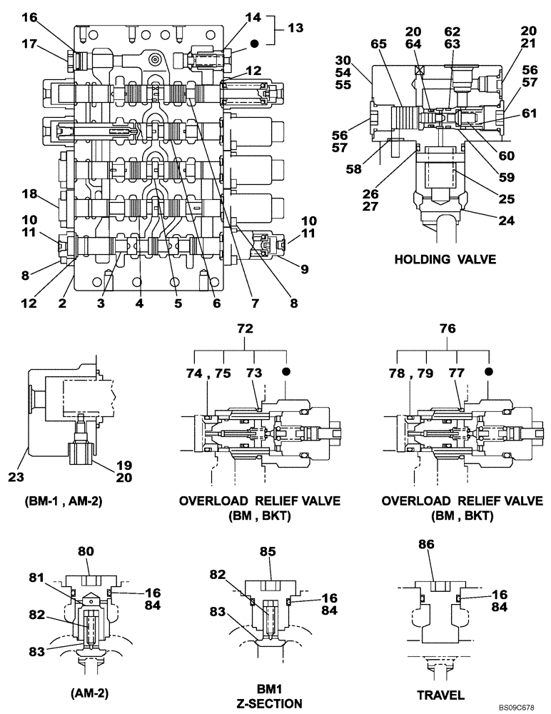 Схема запчастей Case CX700B - (08-92) - CONTROL VALVE (08) - HYDRAULICS