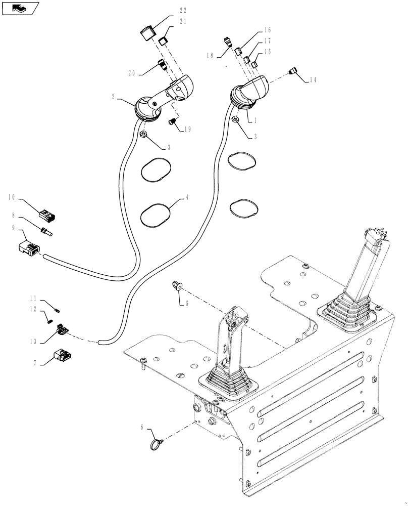 Схема запчастей Case SR200 - (55.512.CL[05]) - LEVEL 300 HANDLE GRIPS, 2-SPEED MECH CONTROLS, W/MULTI-FUNCTION ELEC CTRL (55) - ELECTRICAL SYSTEMS