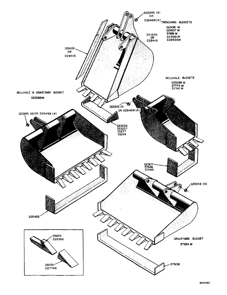 Схема запчастей Case 21 - (16) - BACKHOE BUCKETS (OPTIONAL EQUIPMENT) TRENCHING BUCKETS (MACHINERY ITEMS) 