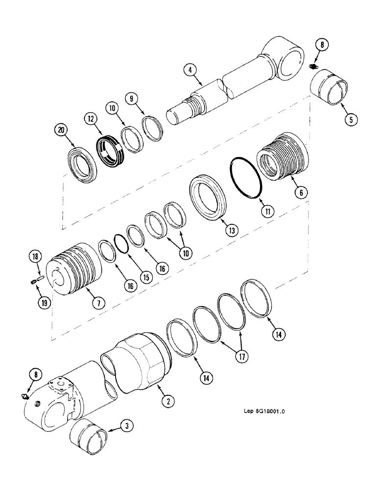 Схема запчастей Case 688C - (8G-098) - BUCKET CYLINDER, (11082-) (07) - HYDRAULIC SYSTEM