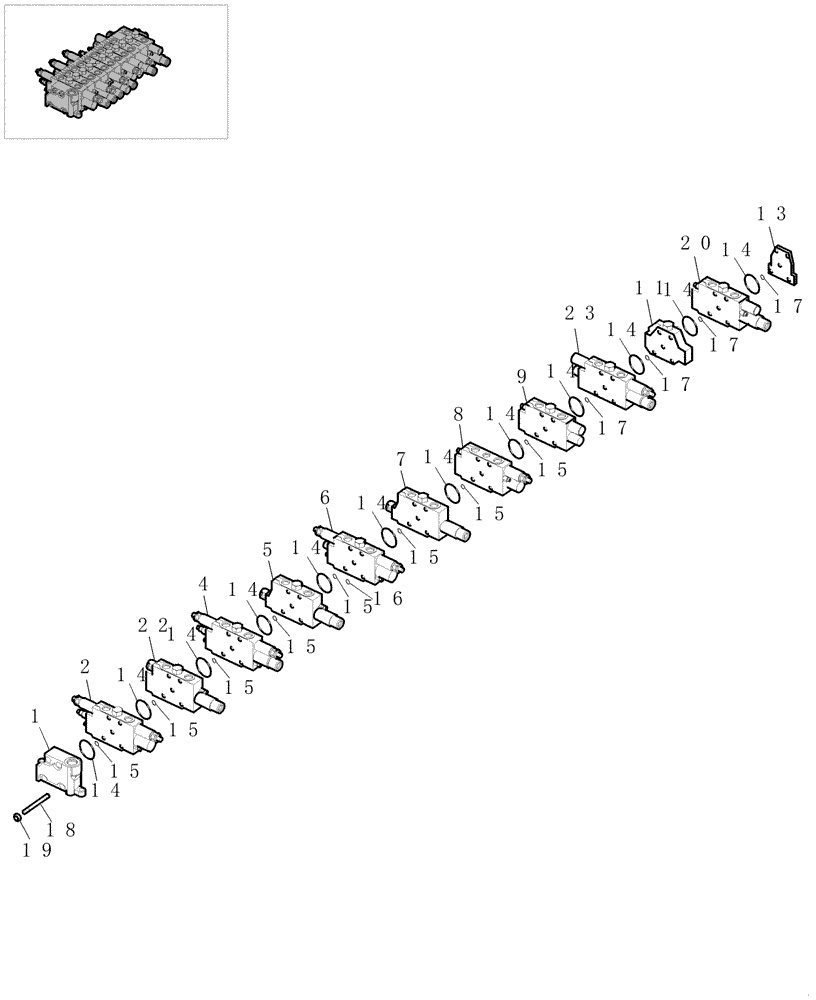 Схема запчастей Case CX16B - (1.050[02A]) - HYDRAULIC CONTROL VALVE - COMPONENTS (35) - HYDRAULIC SYSTEMS